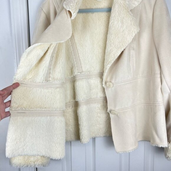Coldwater Creek Cream Colored Faux Shearling Coat - Picture 9 of 10